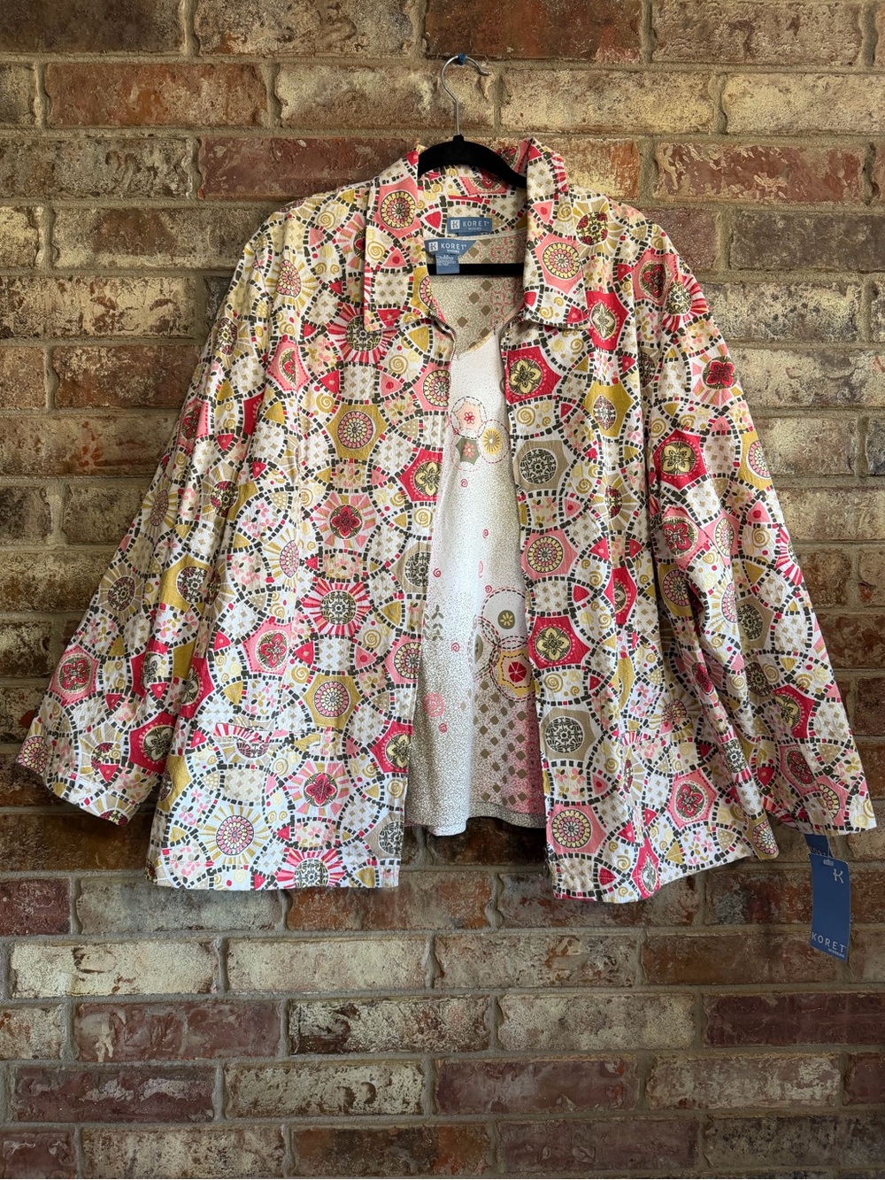 Vintage /Y2K wearable art 100% cotton l/s T and chore coat